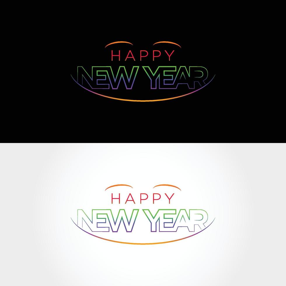 Neon happy new year design with happy sign vector