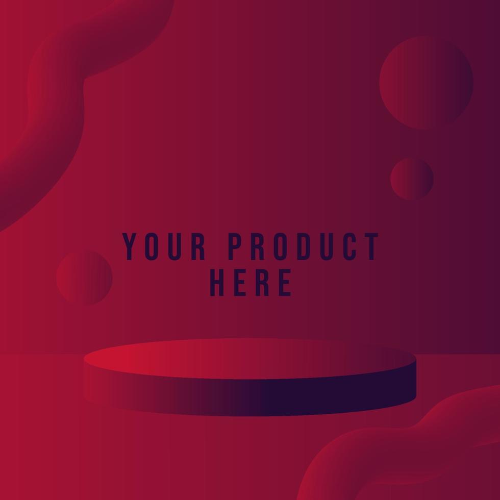 Podium in red fluid gradient abstract background for product presentation 3d render 3d illustration vector