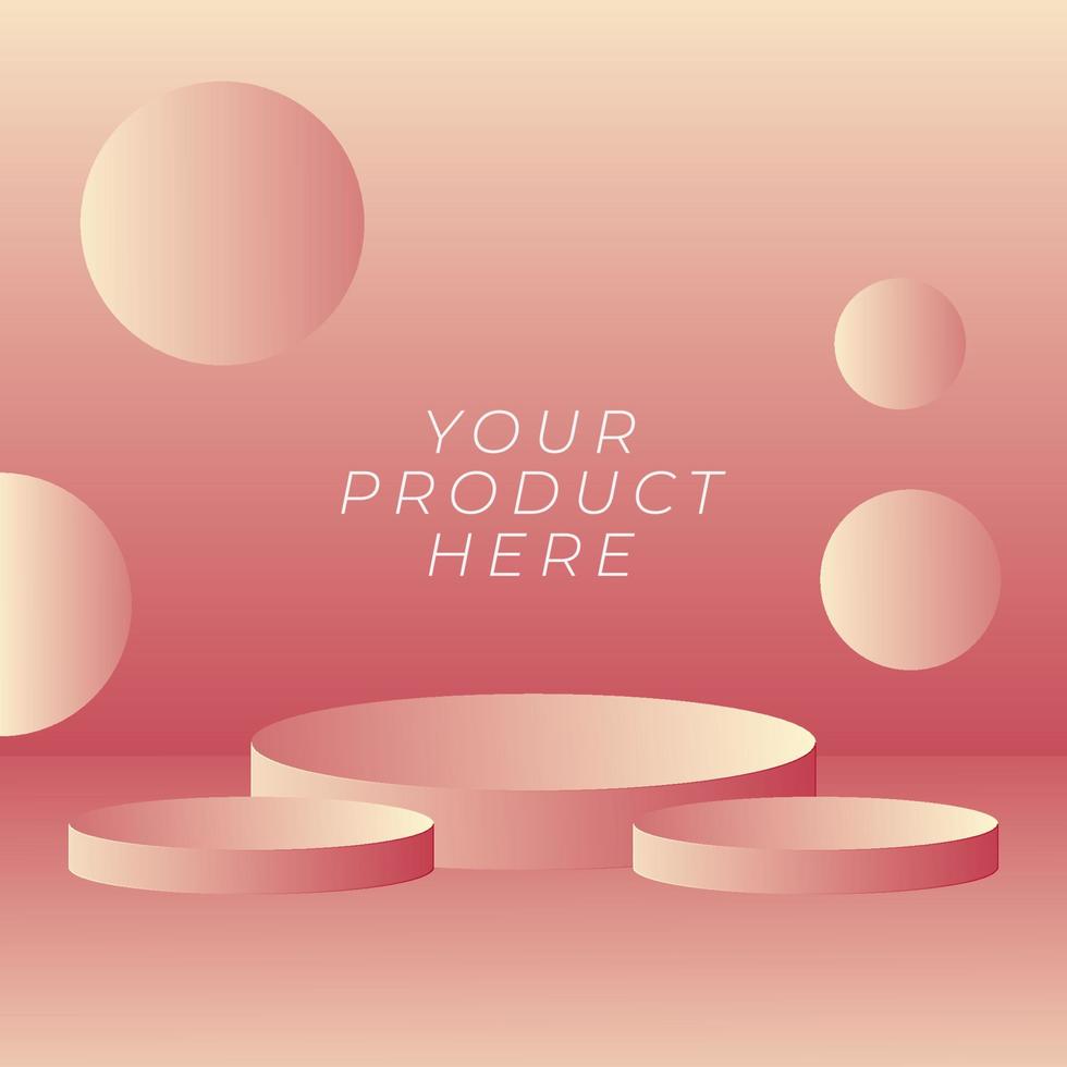 relaxing red gradient background podium for product presentation 3d render 3d illustration vector