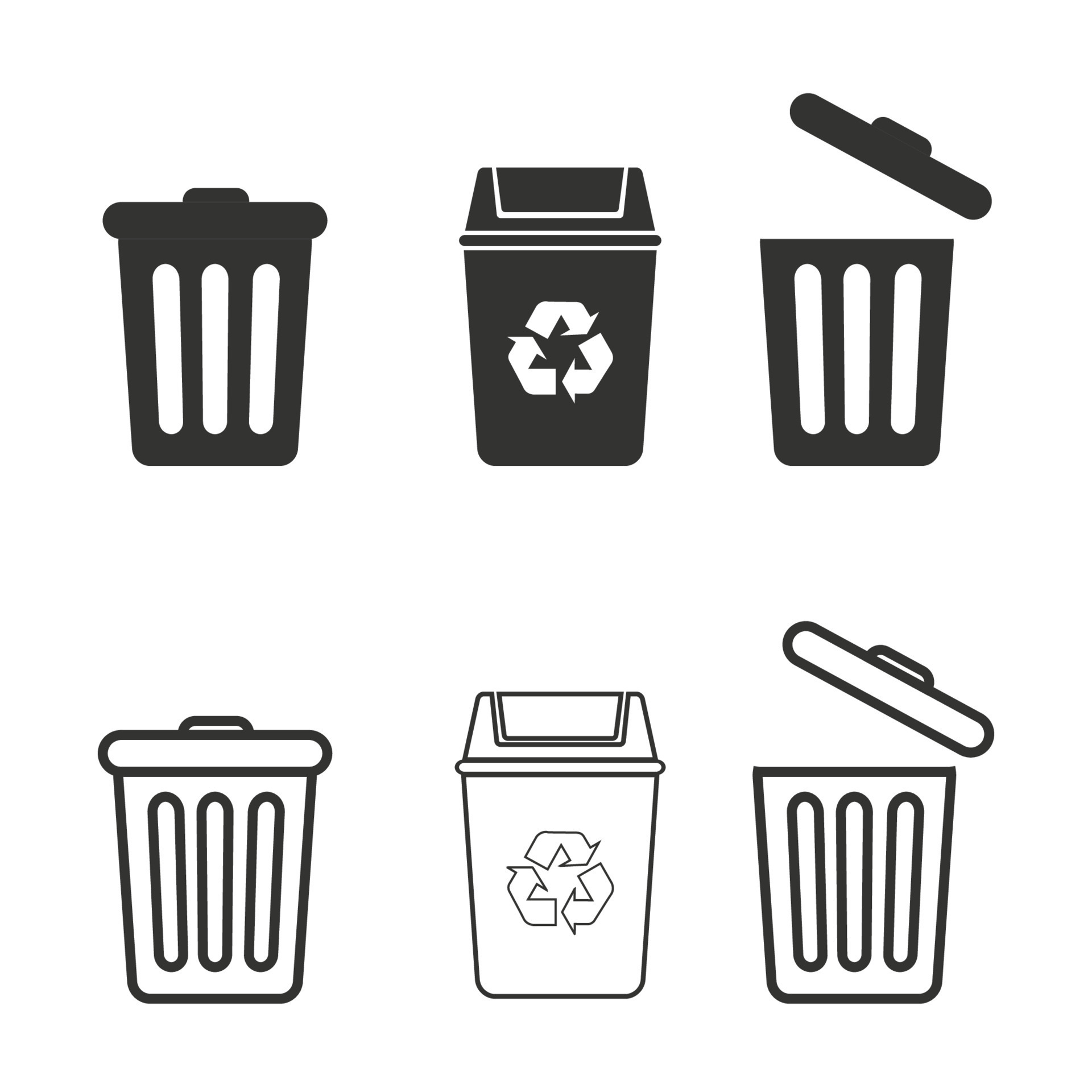 set-of-trash-bin-recycle-bin-simple-icon-design-on-white-background