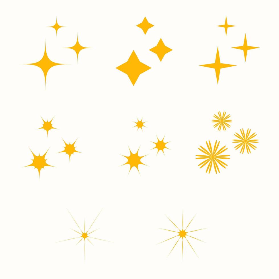 Stars sparkle compositions. Shine black stars stencil, isolated divers By  Microvector