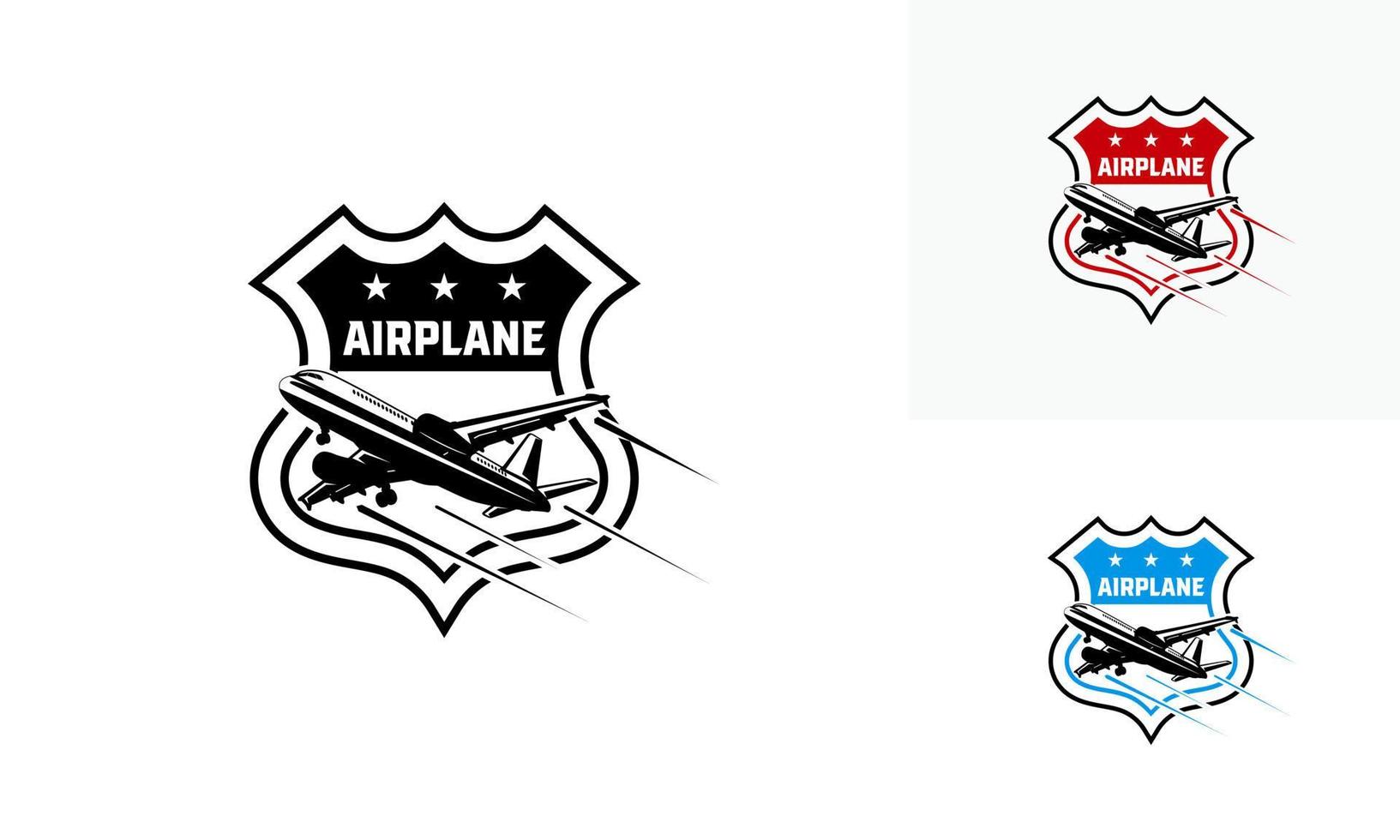 insignia de diseños de logotipo de avión, plantilla de logotipo de club de vuelo, icono de aerolíneas vector