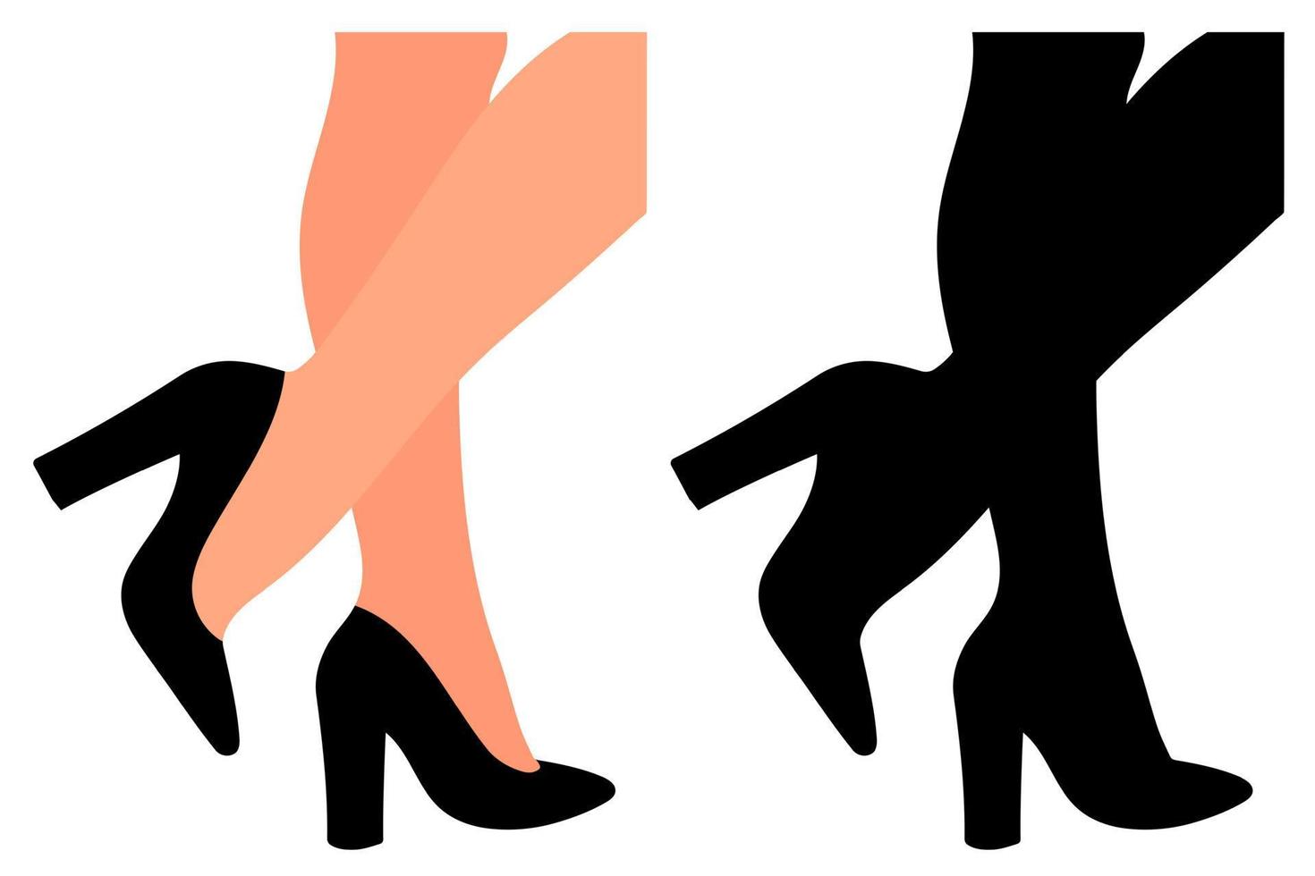 Silhouette of high heel shoes on female legs. Women shoe model. Stylish accessory vector