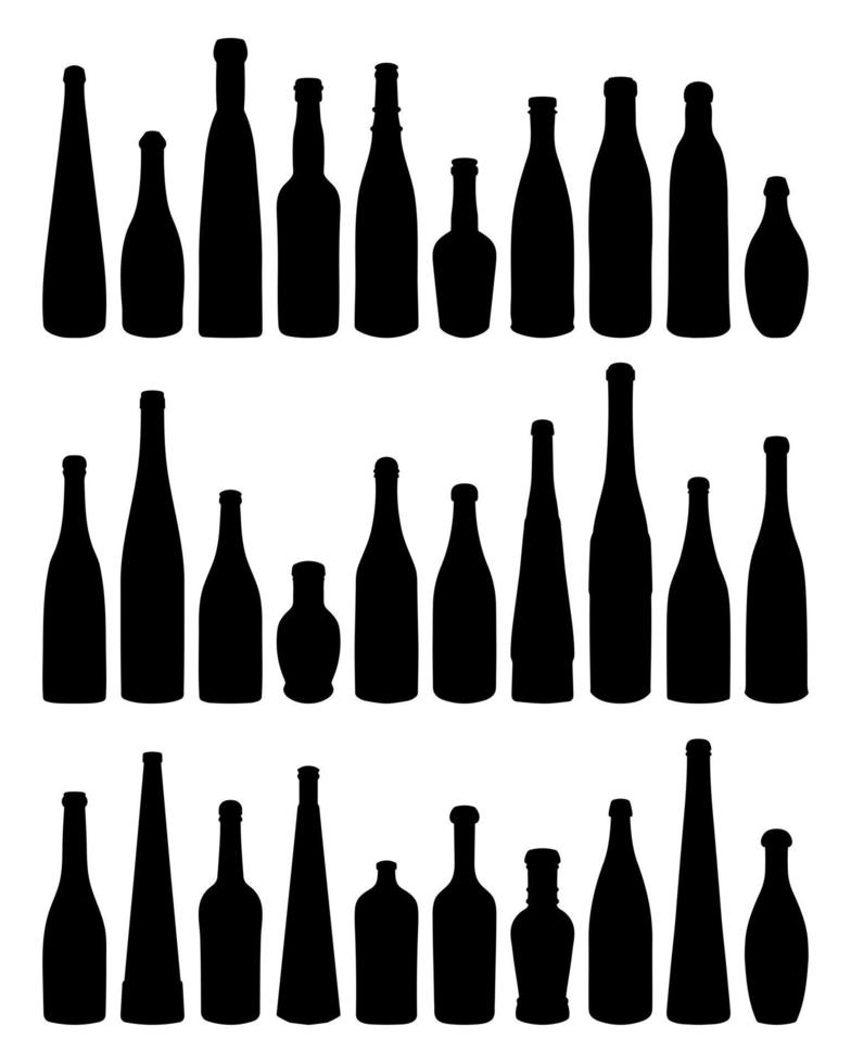 Shape of silhouette of bottle for alcohol, beer, kvass, waters. Outline of a container for storing liquid vector