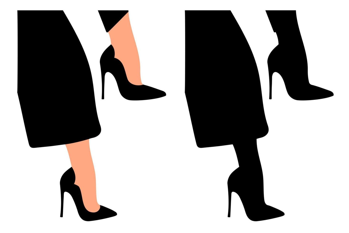 Silhouette of high heel shoes on female legs. Women shoe model. Stylish accessory vector