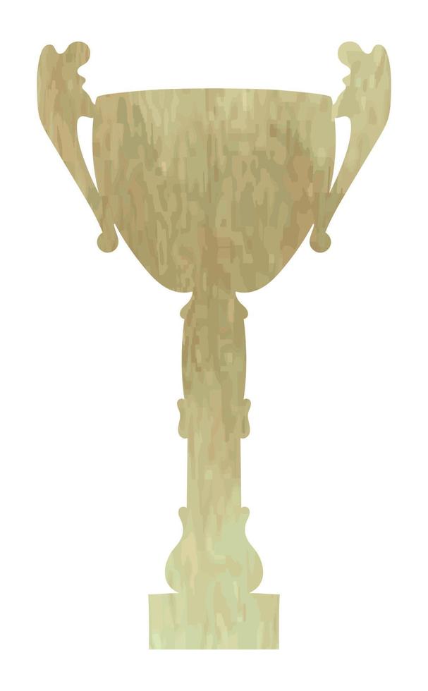 Shape of silhouette of sports realistic color cup trophy winner. Watercolor outline trophy cup. Vector illustration