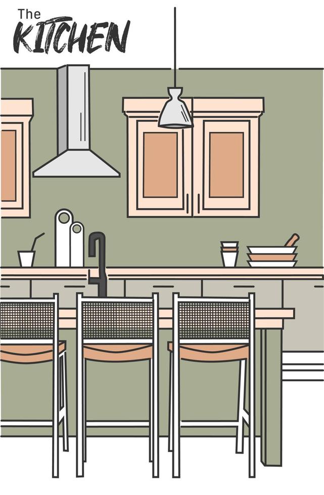 Kitchen sketch vector illustration