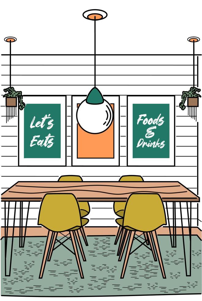 Family dining room sketch vector illustration .