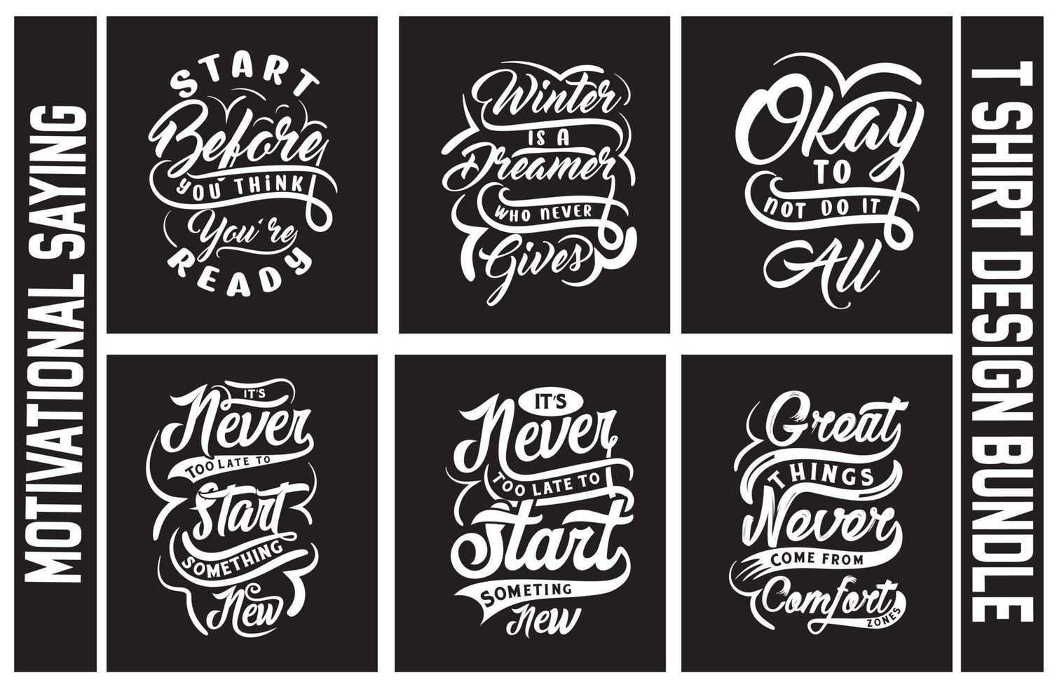 Lettering t shirt design bundle, Motivational Saying T shirt Design set, typography t shirt design bundle vector