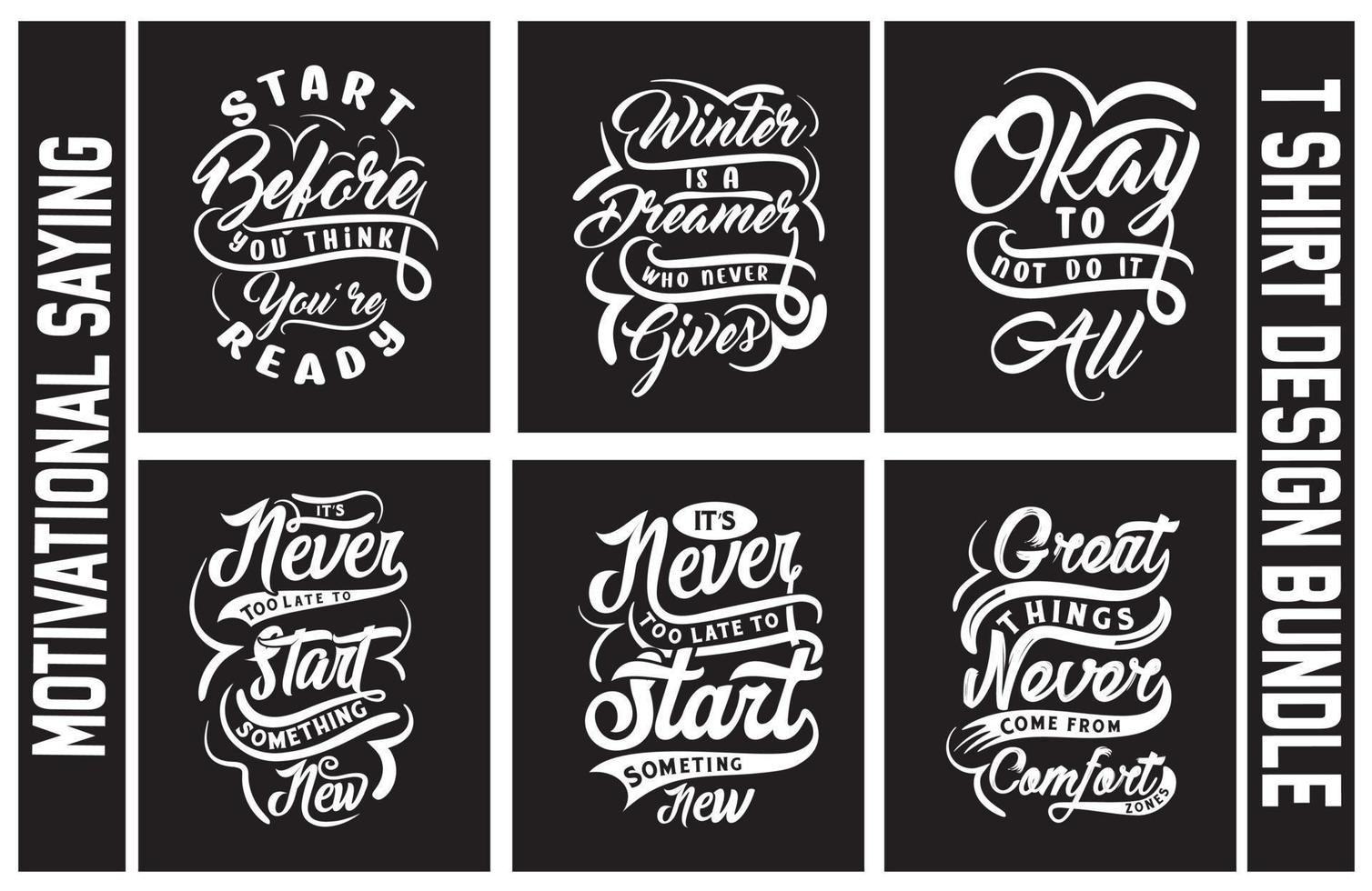 paquete de diseño de camisetas con letras, conjunto de diseño de camisetas con frases motivacionales, paquete de diseño de camisetas con tipografía vector