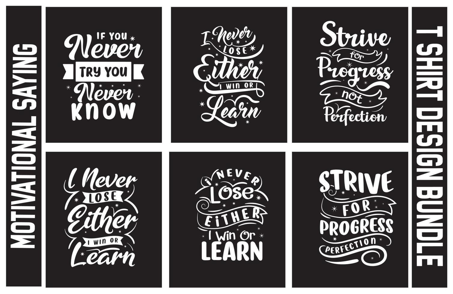 paquete de diseño de camisetas con letras, conjunto de diseño de camisetas con frases motivacionales, paquete de diseño de camisetas con tipografía vector