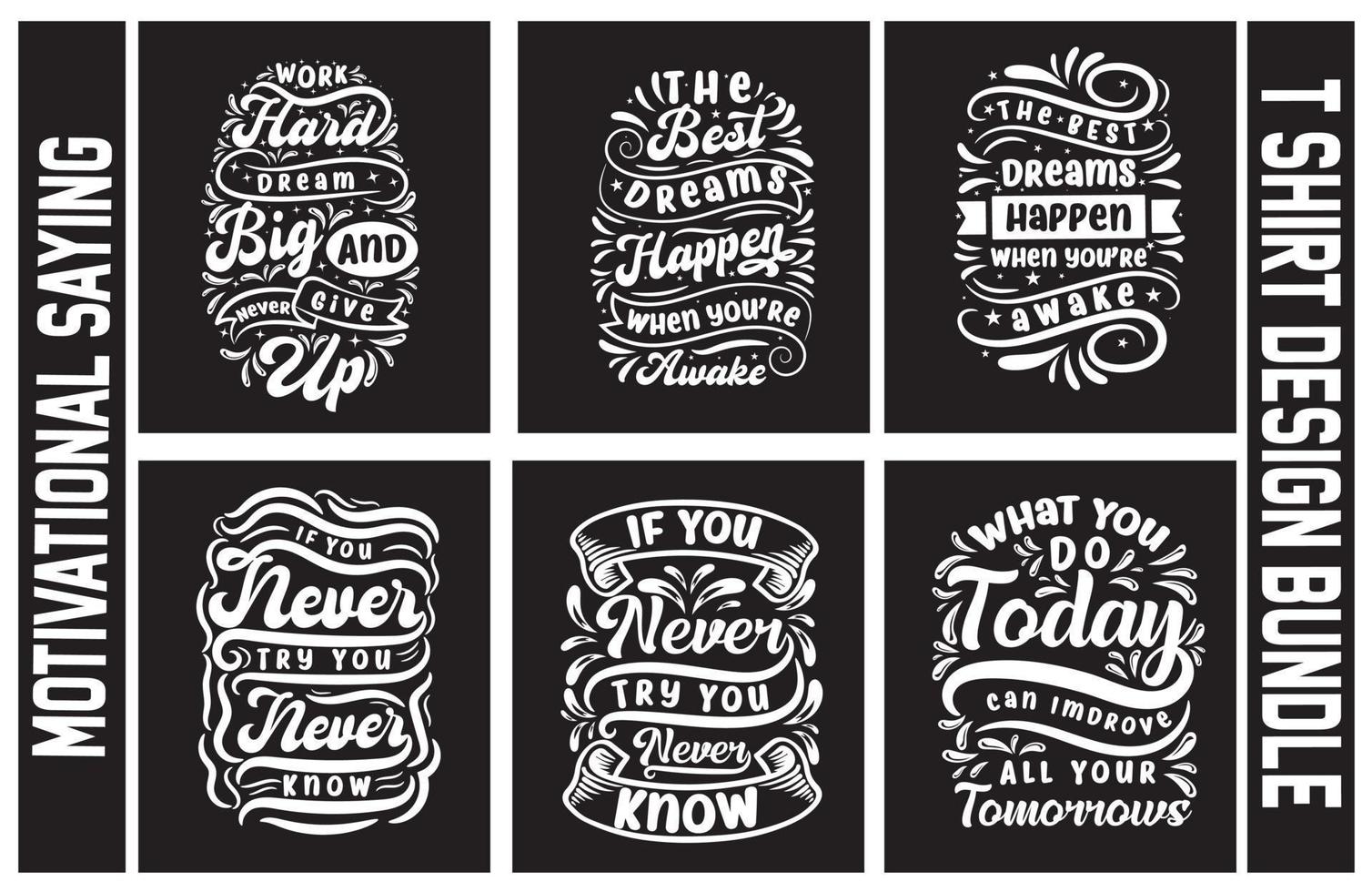 Lettering t shirt design bundle, Motivational Saying T shirt Design set, typography t shirt design bundle vector