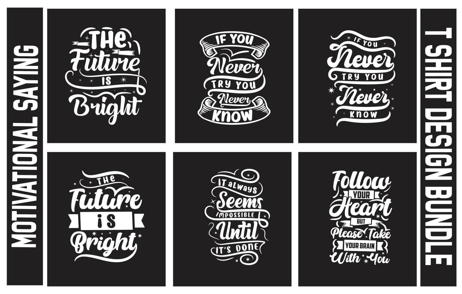 paquete de diseño de camisetas con letras, conjunto de diseño de camisetas con frases motivacionales, paquete de diseño de camisetas con tipografía vector