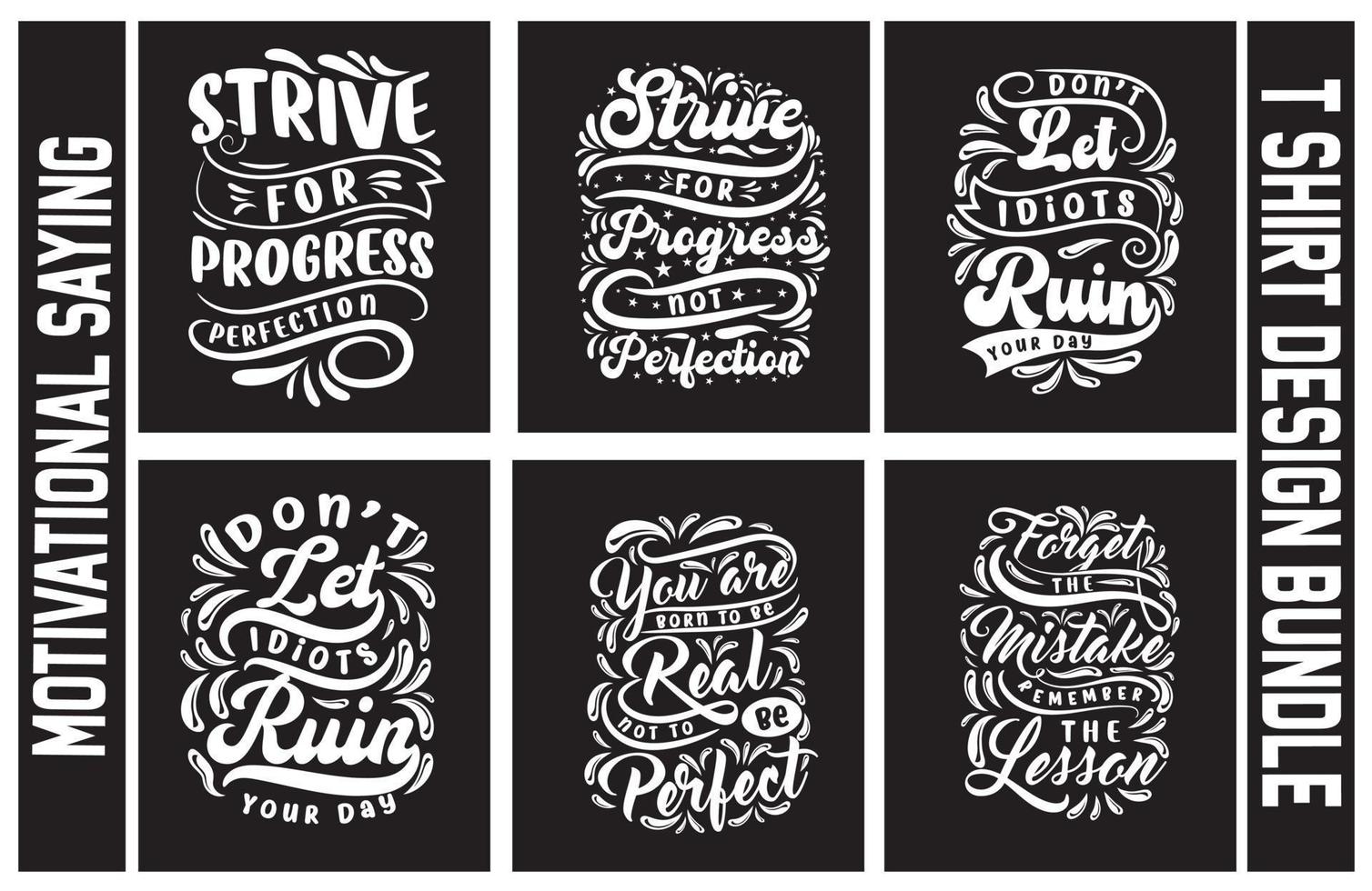 paquete de diseño de camisetas con letras, conjunto de diseño de camisetas con frases motivacionales, paquete de diseño de camisetas con tipografía vector