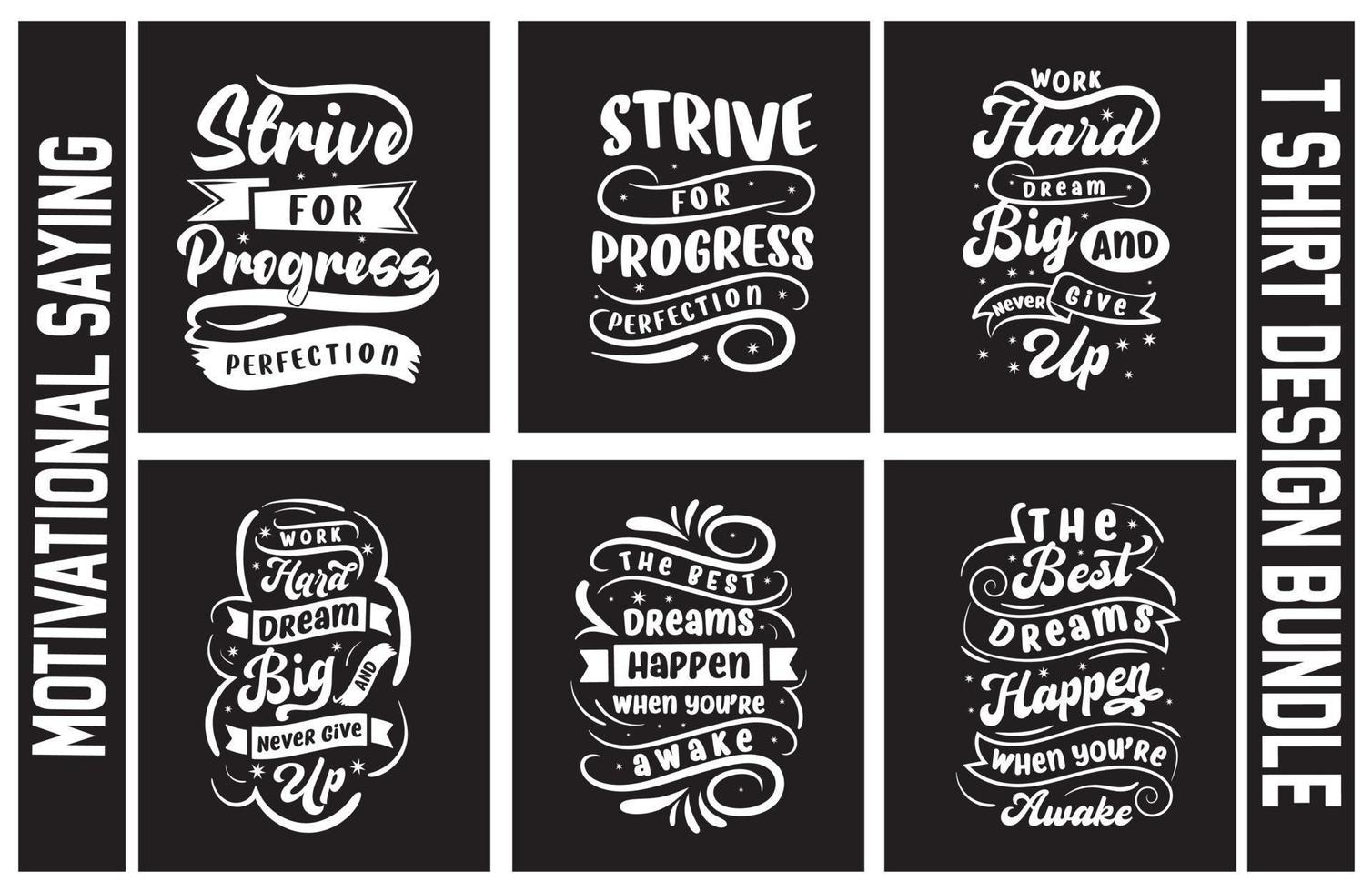 paquete de diseño de camisetas con letras, conjunto de diseño de camisetas con frases motivacionales, paquete de diseño de camisetas con tipografía vector