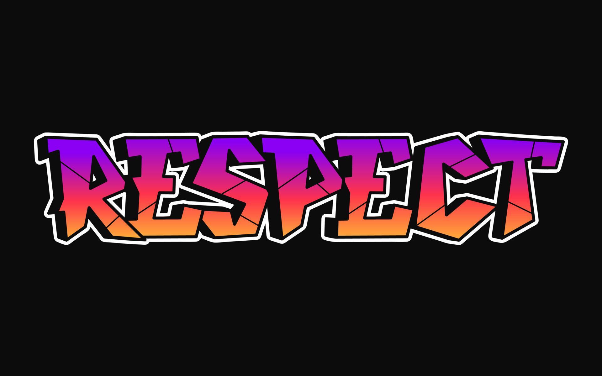 Respect word trippy psychedelic graffiti style letters.Vector hand
