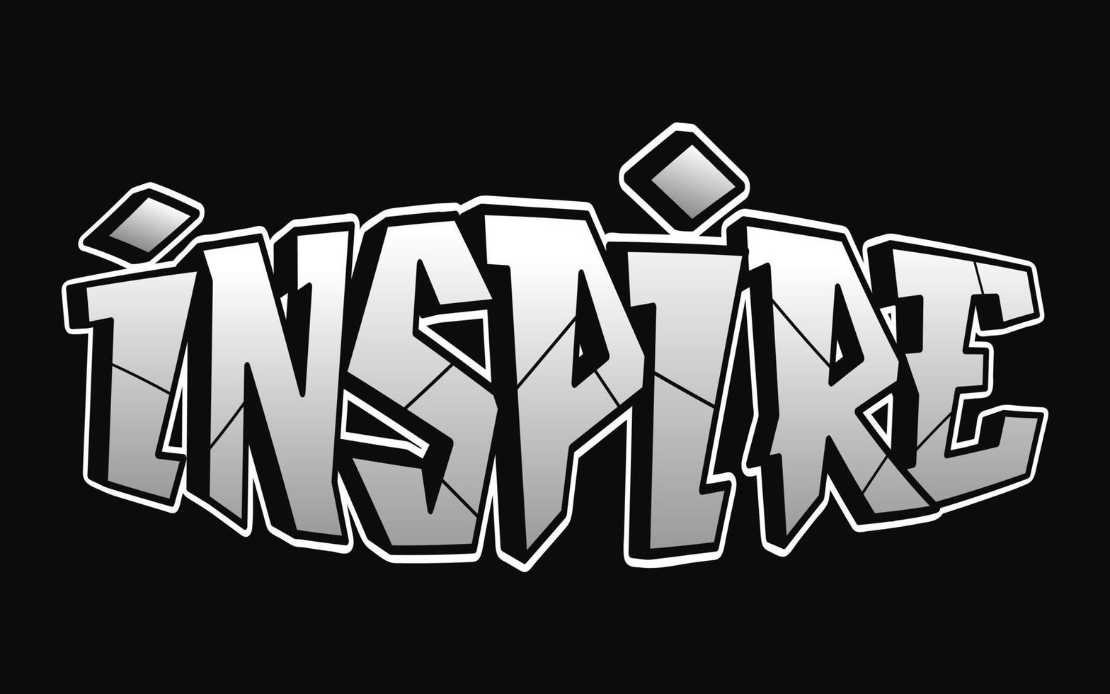 Inspire word trippy psychedelic graffiti style letters.Vector hand drawn doodle cartoon logo Inspire illustration. Funny cool trippy letters, fashion, graffiti style print for t-shirt, poster concept vector