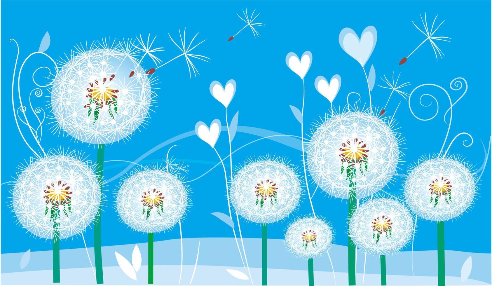 Abstract floral card with dandelions vector