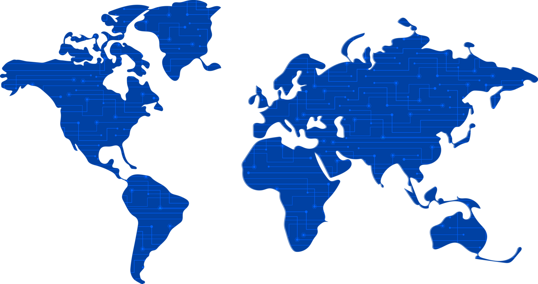 recorte de mapa mundial de tecnología moderna png