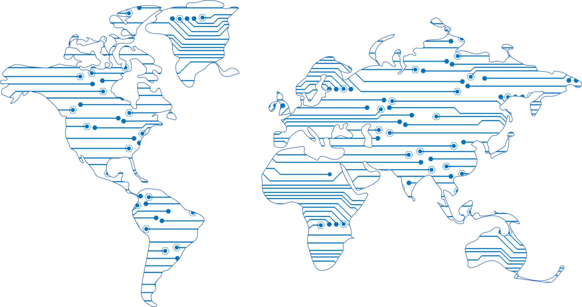 Modern Technology World Map Crop-out png