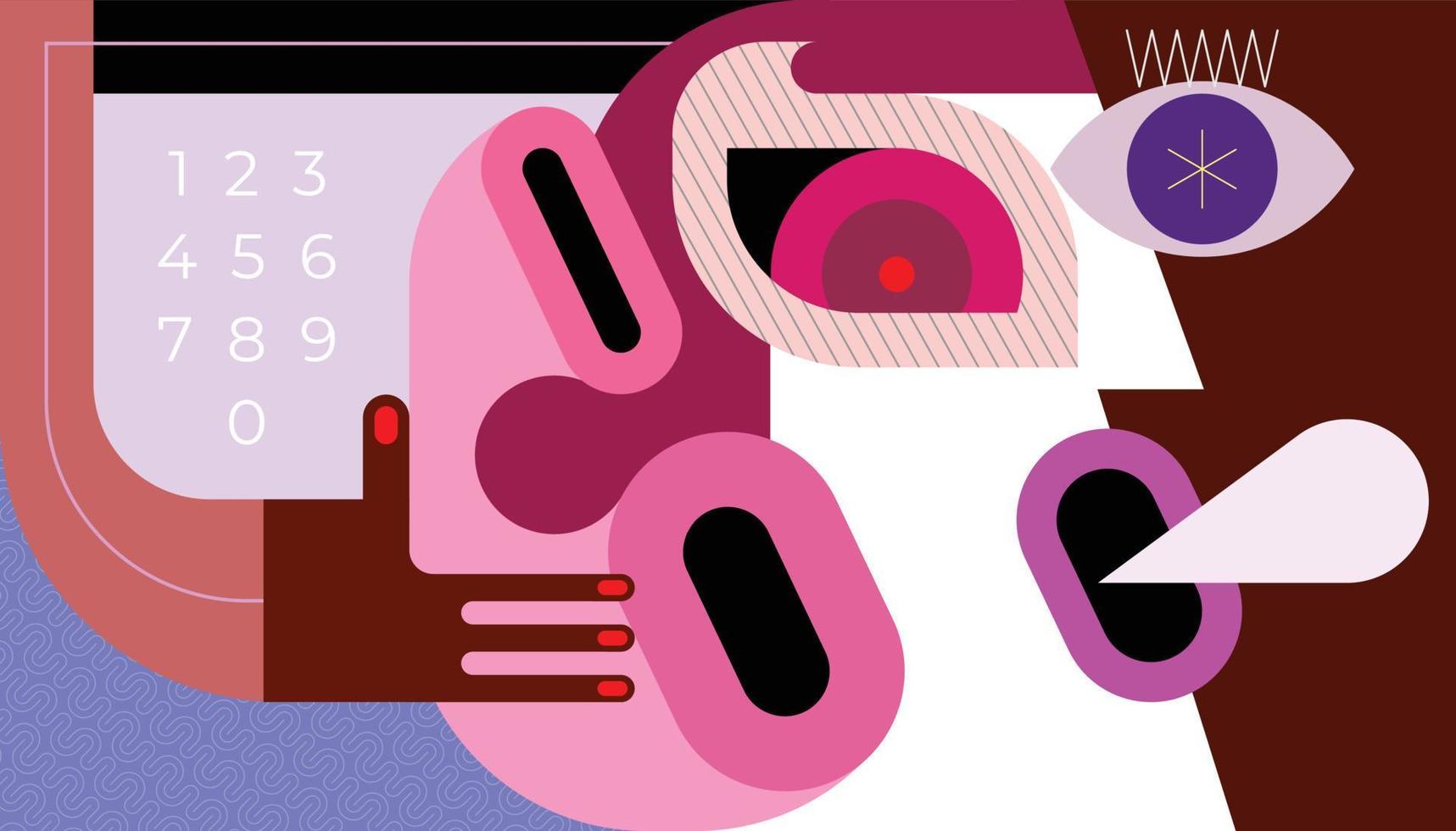 Portrait Of A Man Talking On The Phone vector