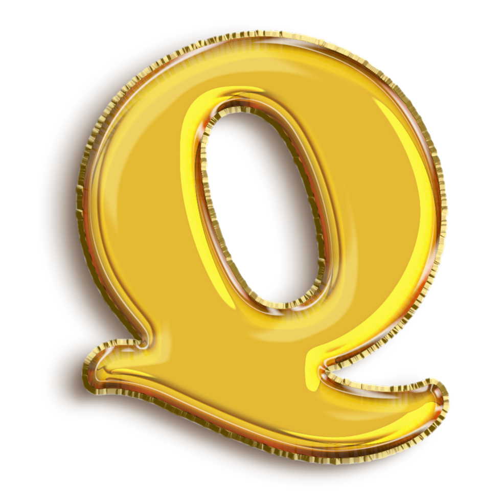 alfabeto inglês q de balão inflável dourado isolado na arte de fundo transparente png