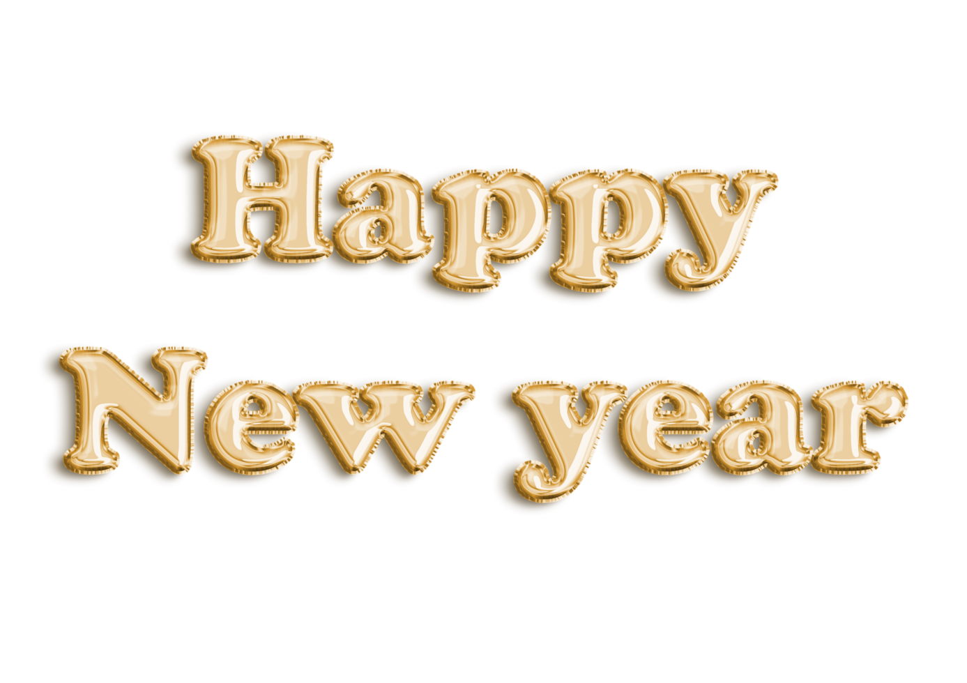 New year gold foil balloons isolated on transparent background, Horizontal banner. Happy new year png