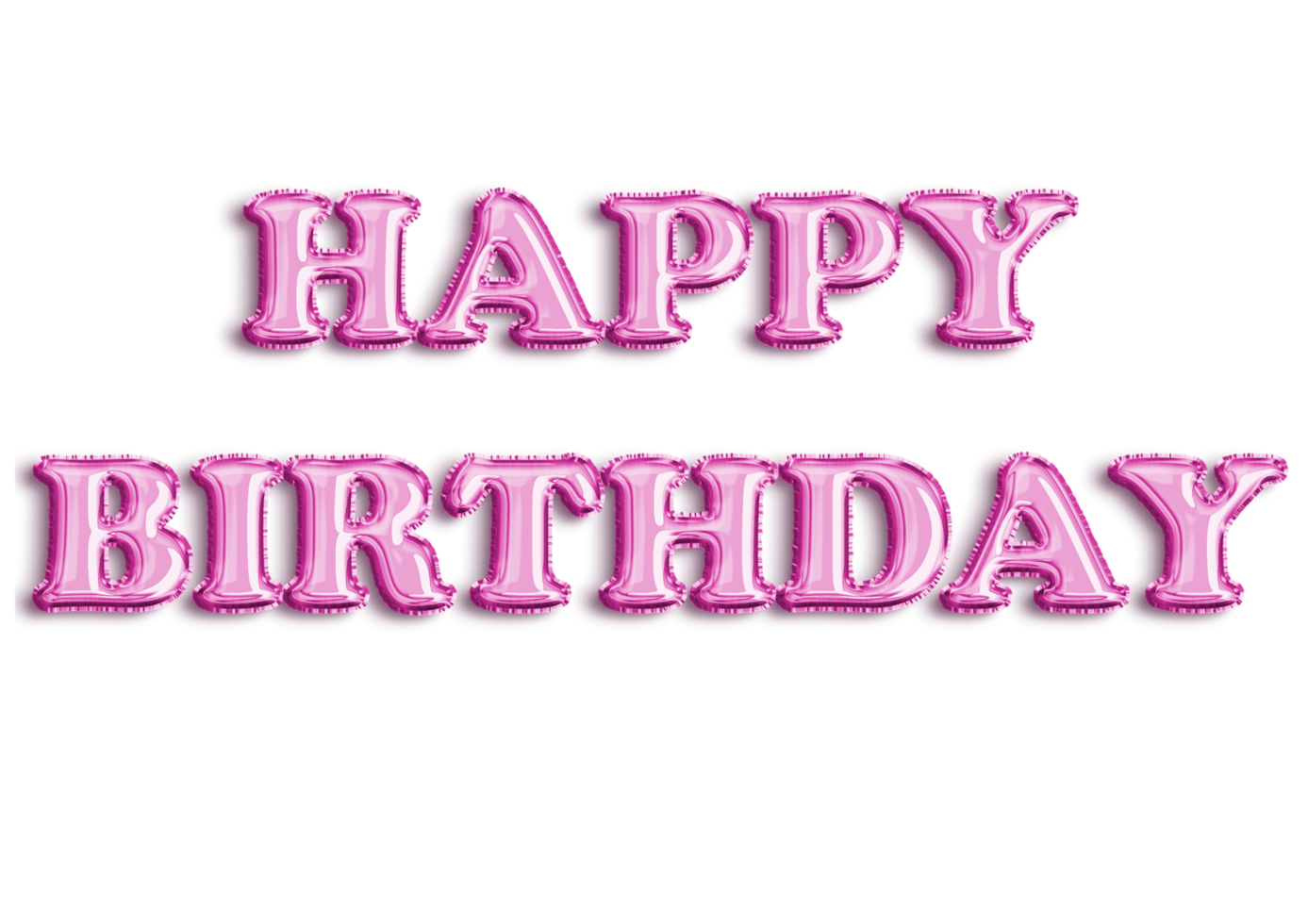 Realistic isolated pink balloon text on transparent background wishes happy birthday. Happy celebration and birthday concept. png