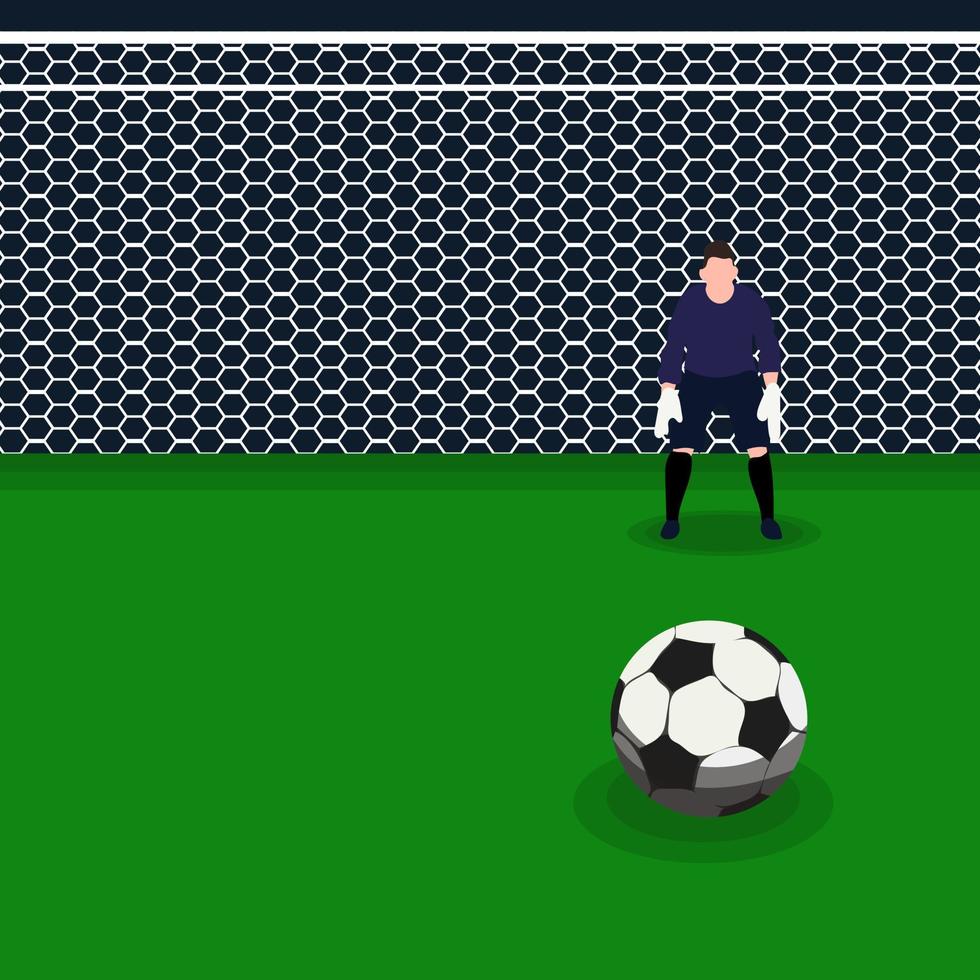 jugando al fútbol en el campo con una pelota. marcando un gol. imitación de un partido de fútbol. el tema del fútbol. el movimiento de la pelota a lo largo de la línea. impresión de pancartas, volantes. vector