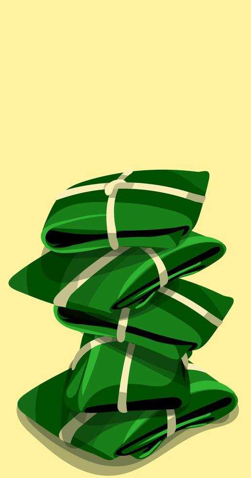 Illustration of Mexican food with spices. Tamali tied in corn leaves lie on top of each other on a light beige background. Suitable for printing on textiles and paper. Restaurant menus vector