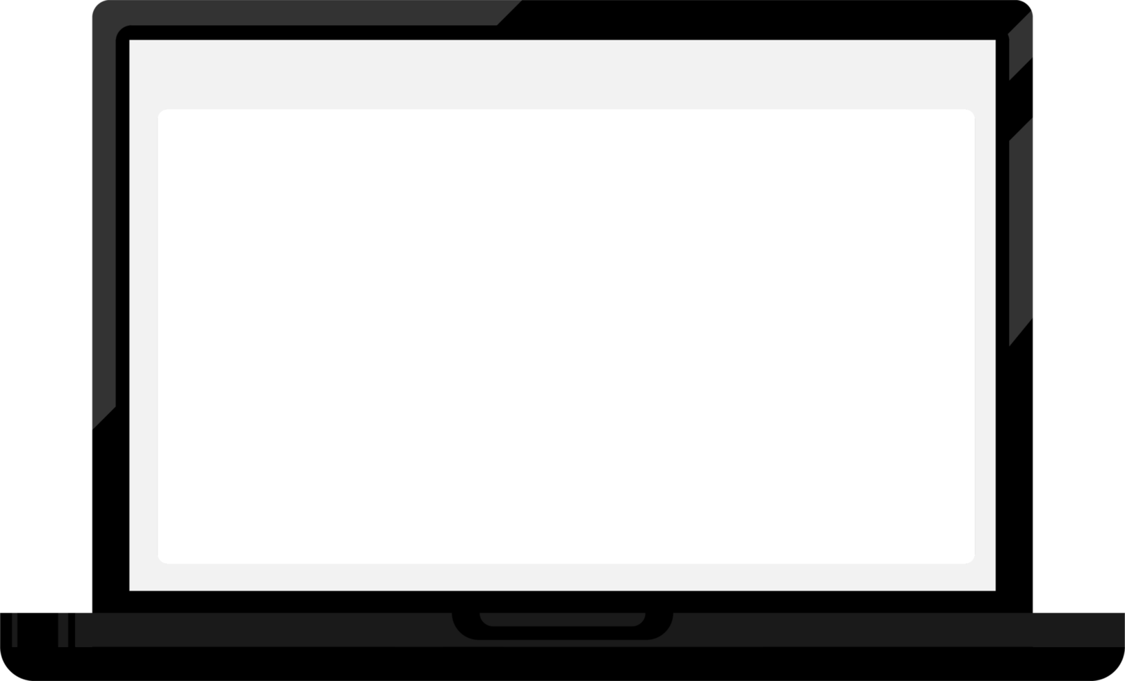 portátil de marco negro con una pantalla en blanco png