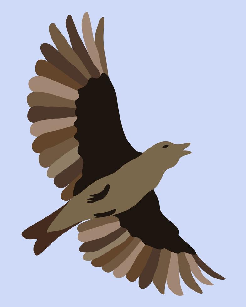 Vector illustration of flying bird in the sky.