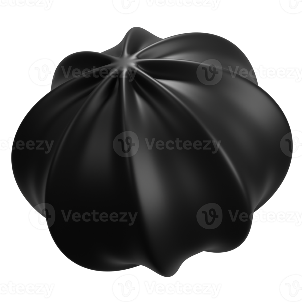 Abstract 3D Shape Illustration. Black Color. png