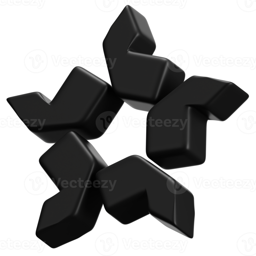 Abstract 3D Shape Illustration. Black Color. png