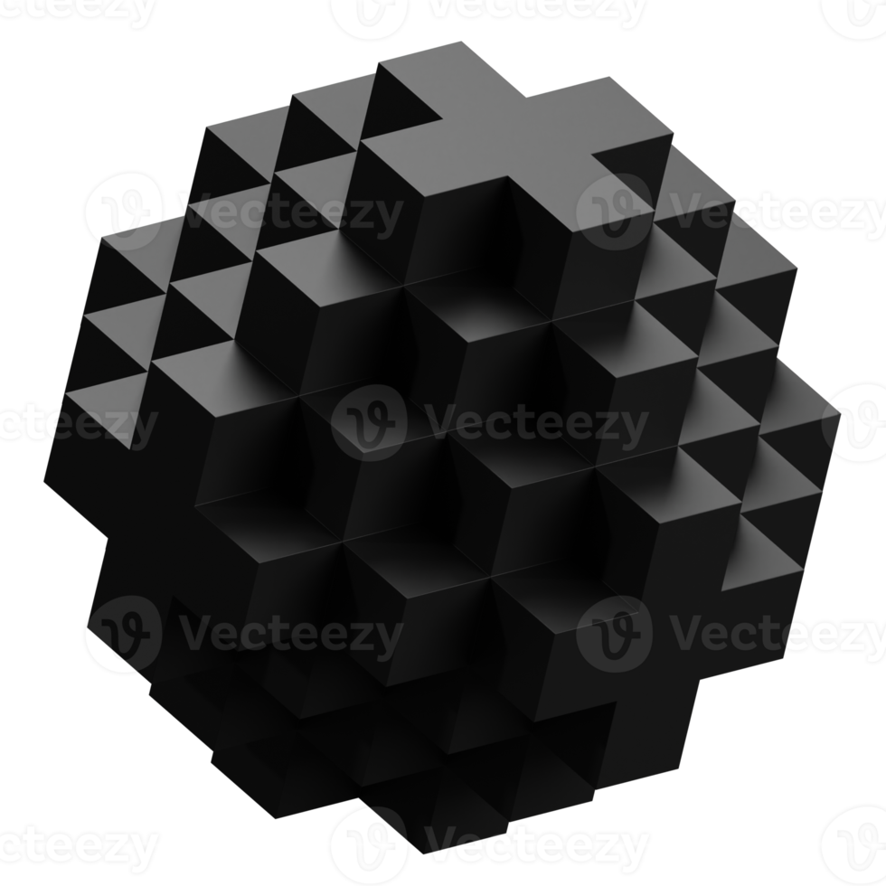 Abstract 3D Shape Illustration. Black Color. png