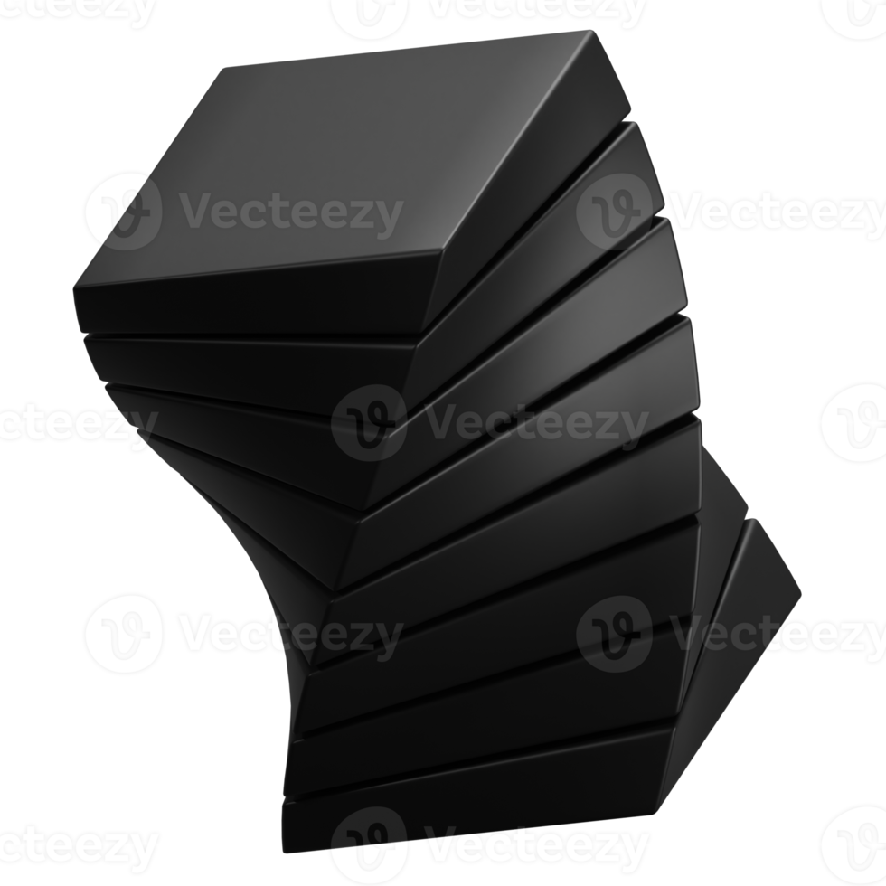 Abstract 3D Shape Illustration. Black Color. png