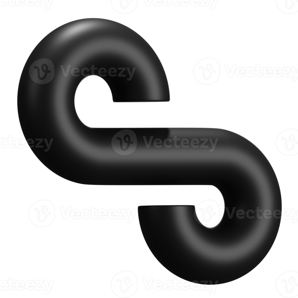 Abstract 3D Shape Illustration. Black Color. png