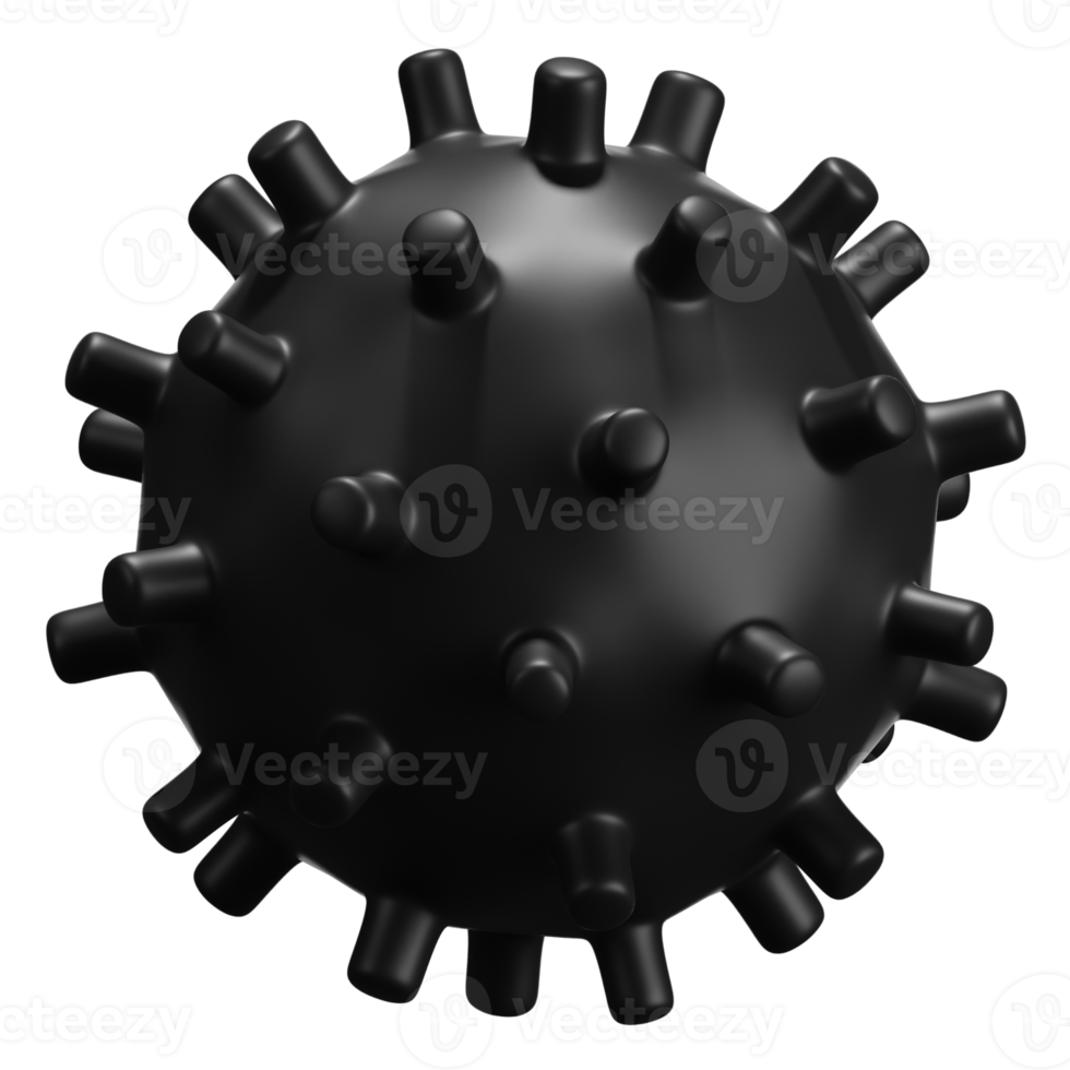 Abstract 3D Shape Illustration. Black Color. png