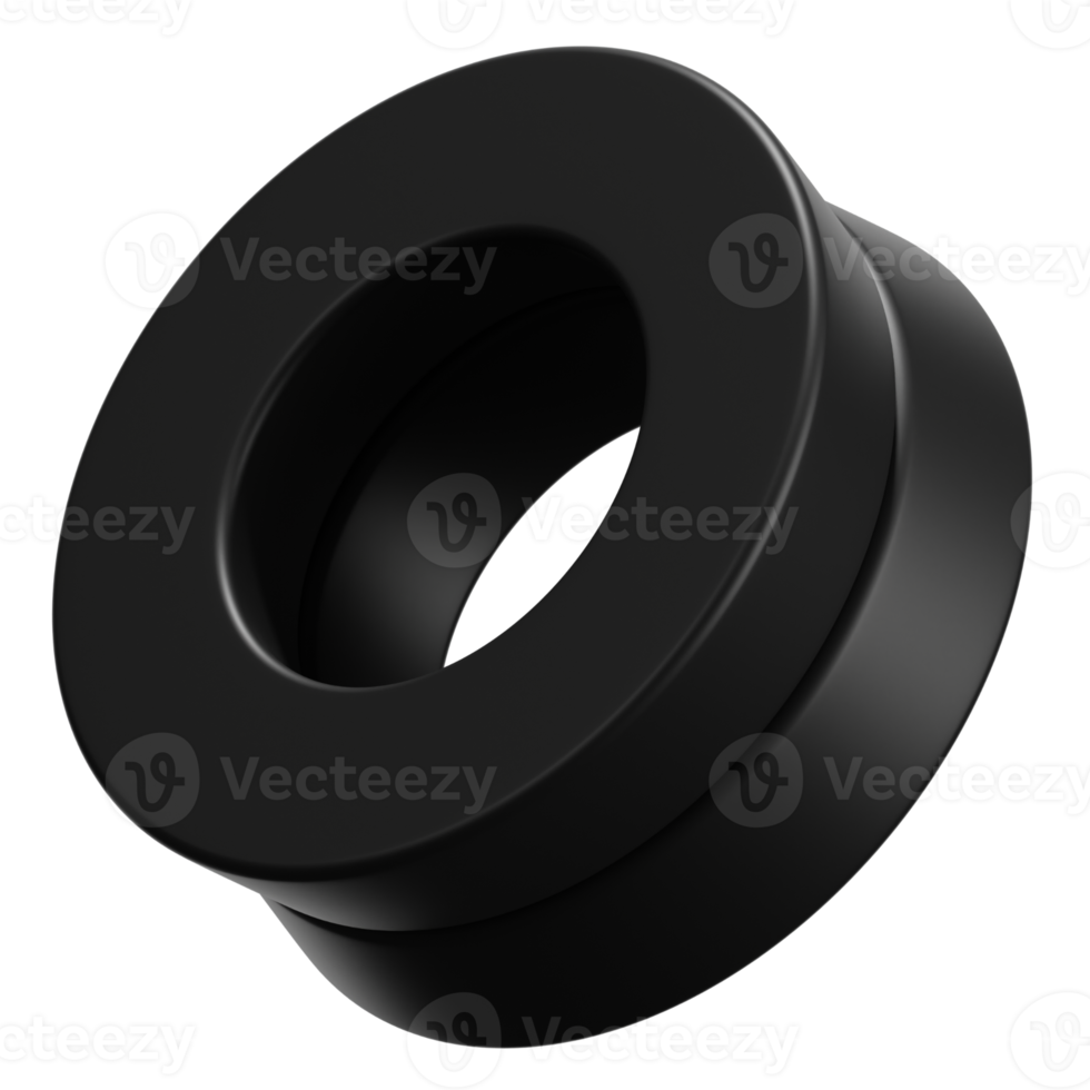 Abstract 3D Shape Illustration. Black Color. png