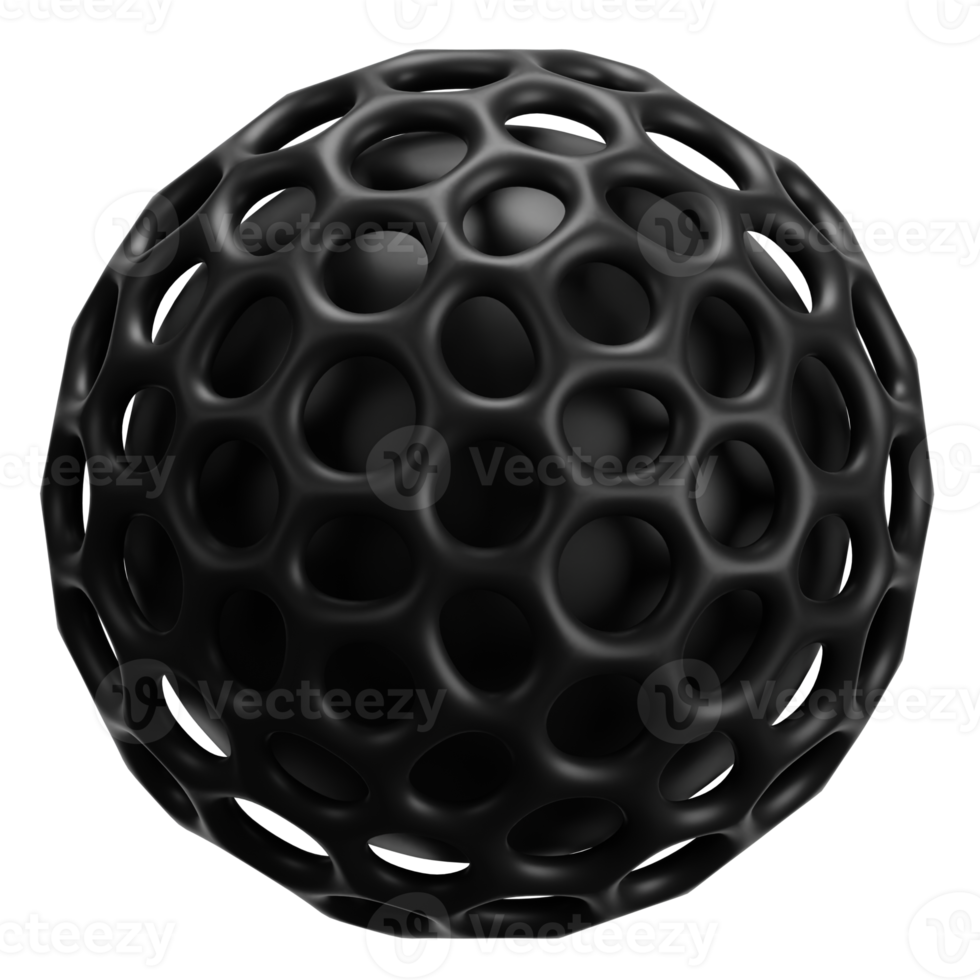 Abstract 3D Shape Illustration. Black Color. png