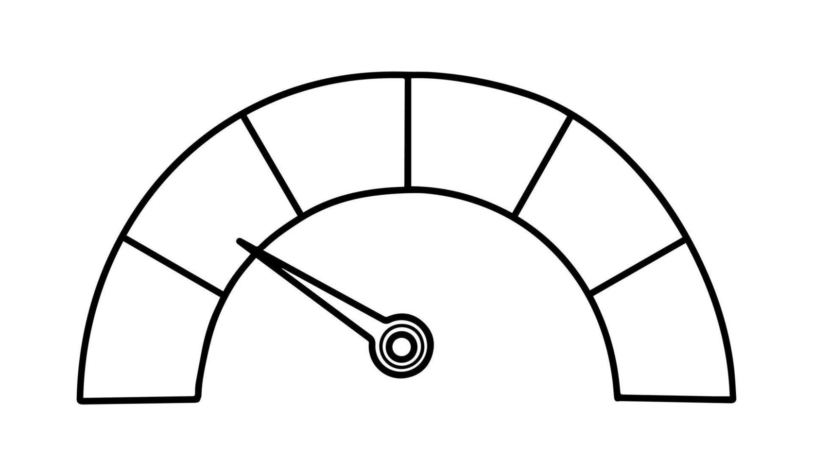 contorno de escala con flecha. la escala de riesgo del dispositivo de medición, tacómetro, velocímetro rápido, médico, hemoglobina, barómetro de satisfacción. ilustración vectorial plana aislada sobre fondo blanco vector