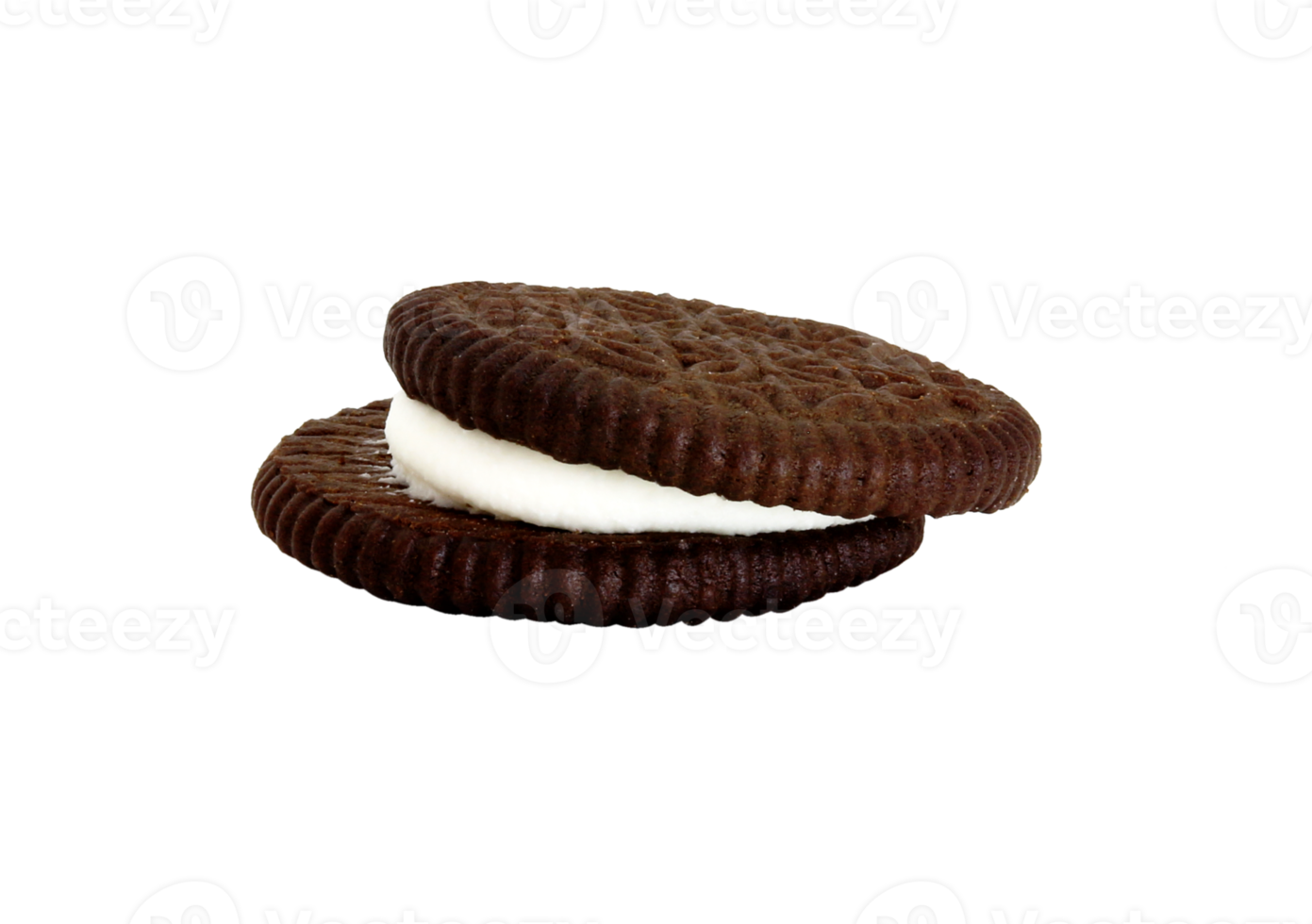 biscuits au chocolat fourrés à la crème entre isolés sur fond transparent fichier png