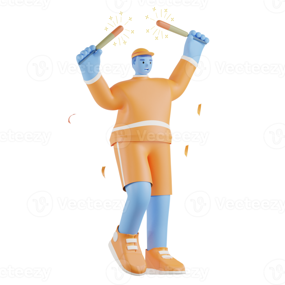 Man celebrate with sparkler png
