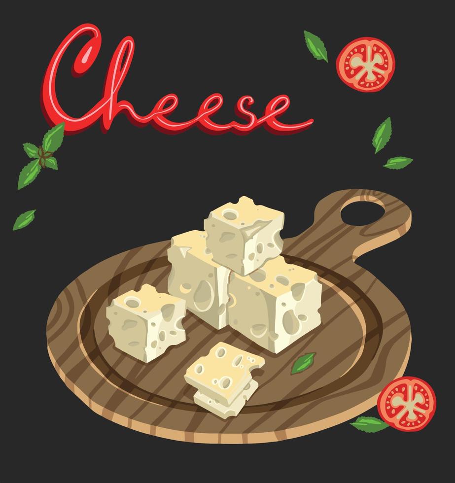 Plate of cheese engraving illustration. Scratch board style imitation. Hand drawn image. vector