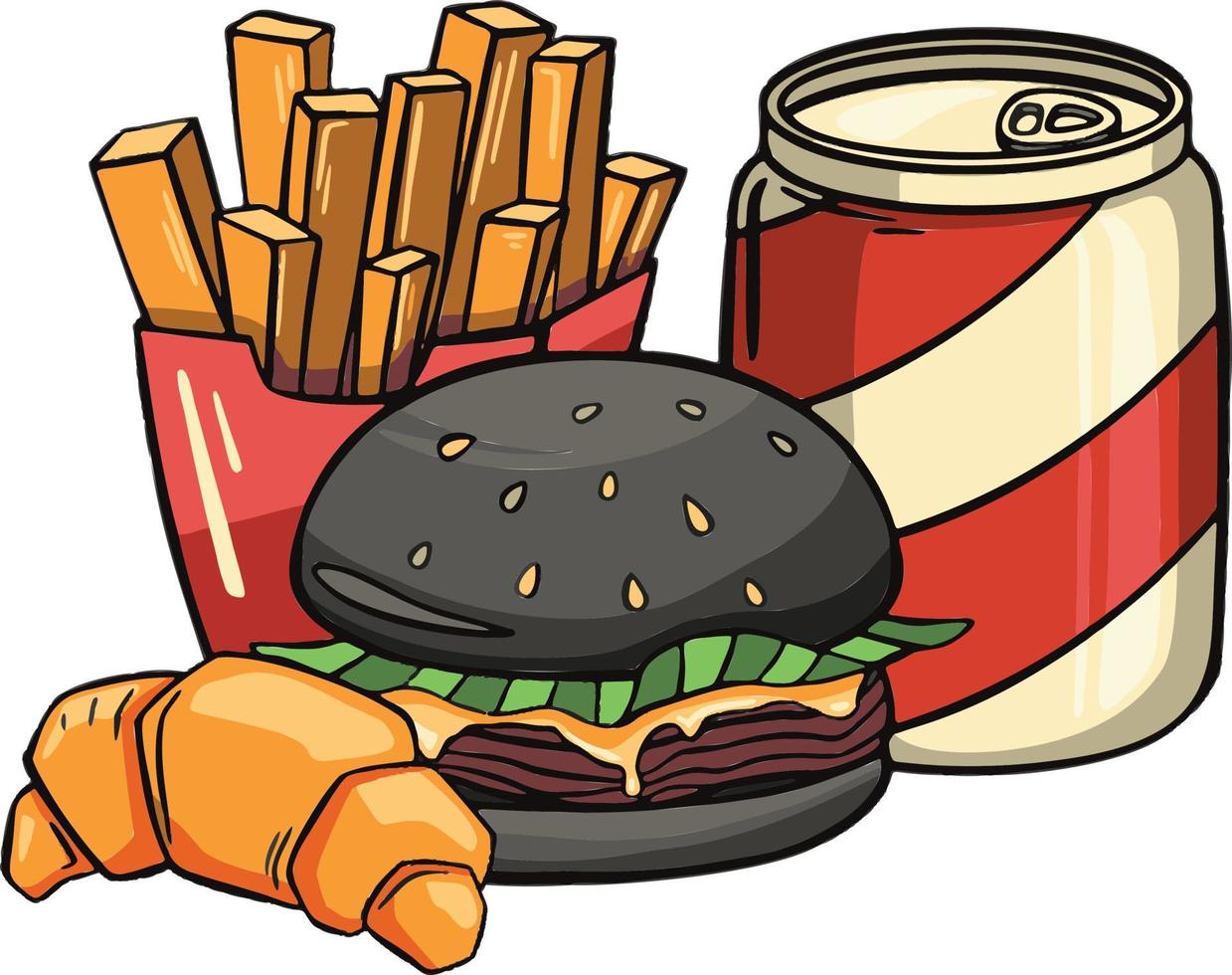 T-shirt or poster design with illustration of isolated fast food set vector