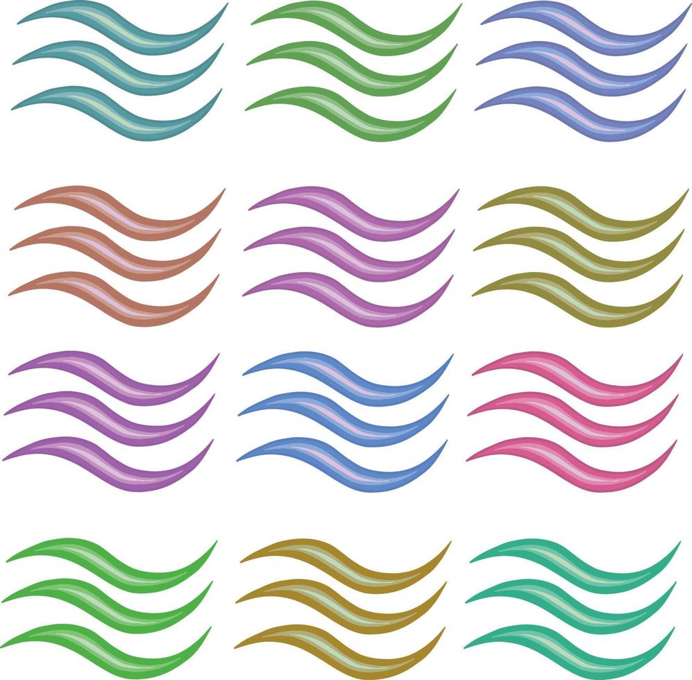 Ocean, sea waves illustration flat simple lines, icons, symbols set. High  illustration vector