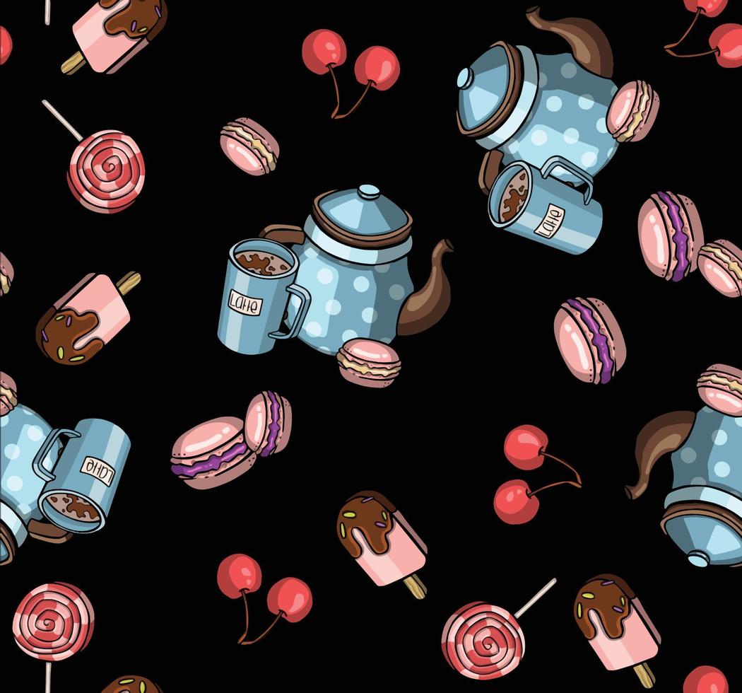 sweets pattern, biscuit, cake, chocolate vector