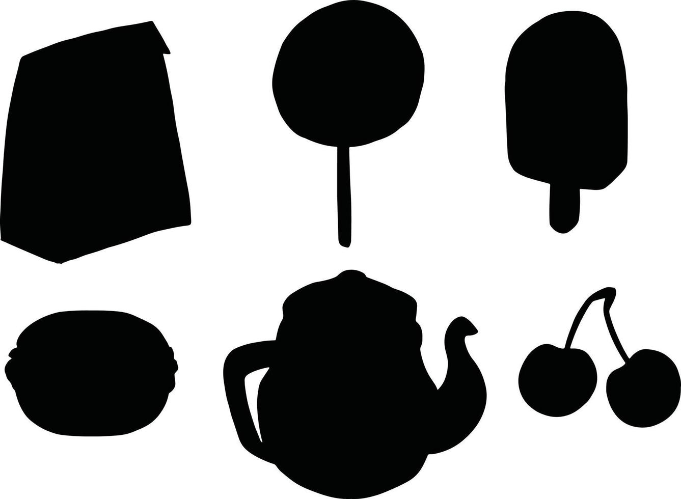 Teapots and mugs, coffee cups vector silhouette illustration. Vector