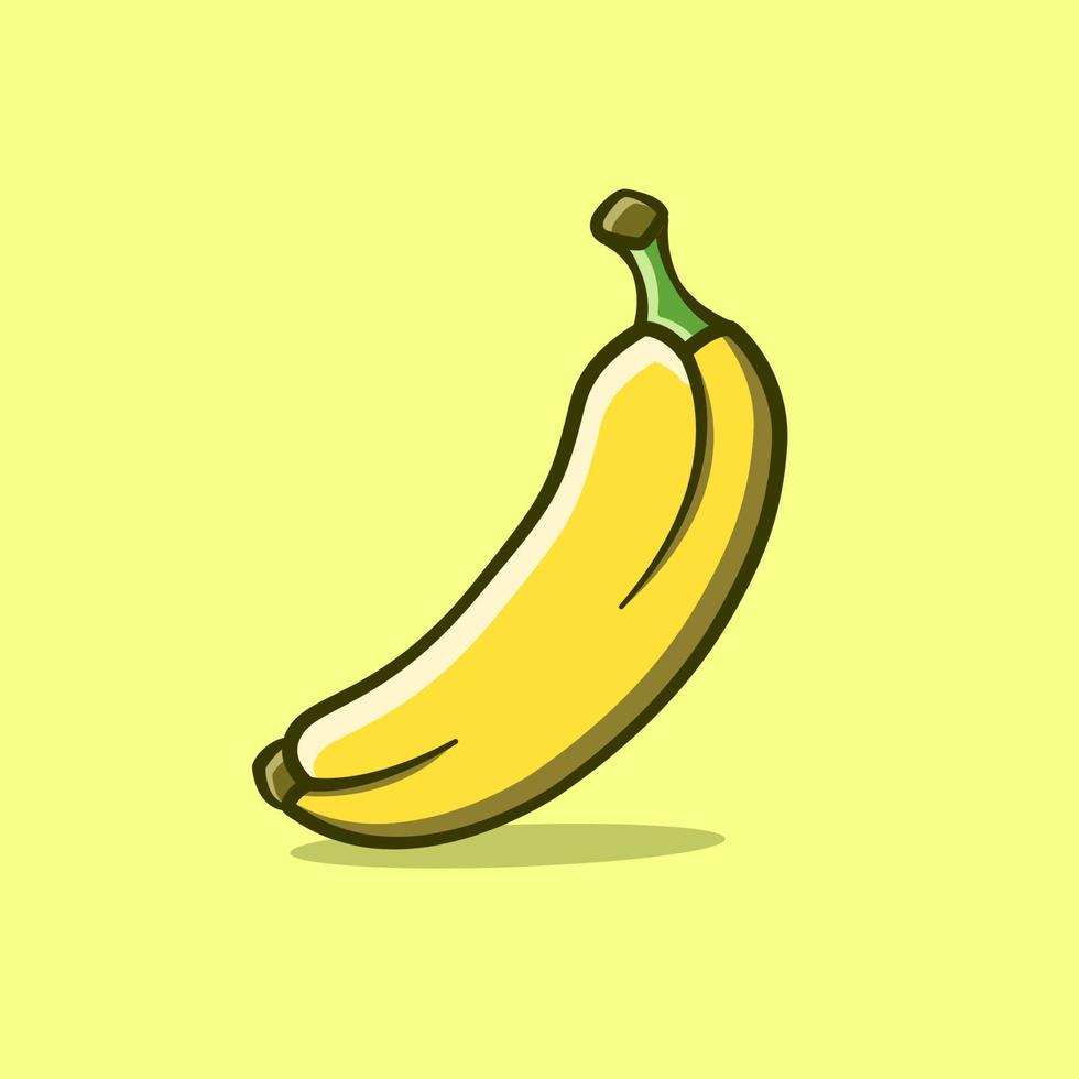 Linda ilustración de un plátano en estilo de dibujos animados sobre fondo aislado vector