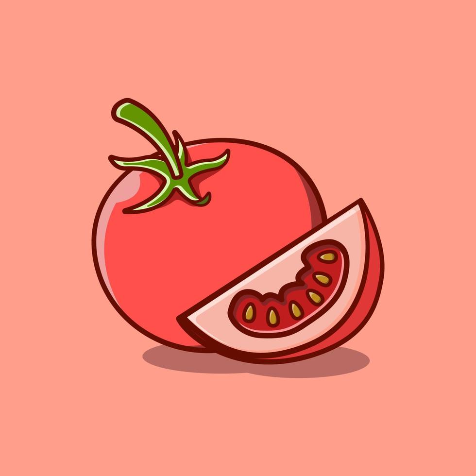 tomato illustration vector in cartoon style on isolated background